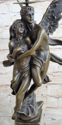Solid Bronze Sculpture Angel 'Psyche and Eros' Cupid
