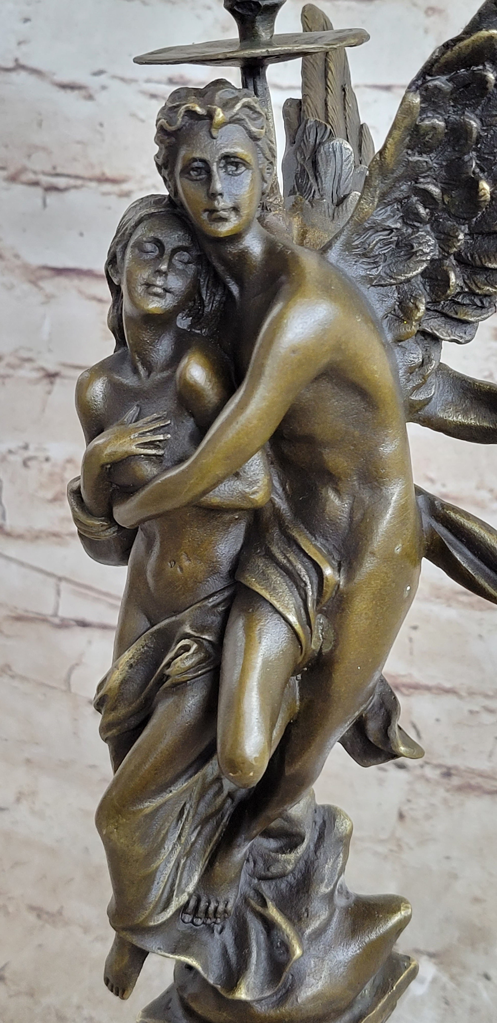 Solid Bronze Sculpture Angel 'Psyche and Eros' Cupid