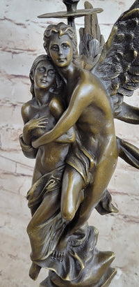 Solid Bronze Sculpture Angel 'Psyche and Eros' Cupid