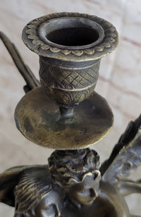 Solid Bronze Sculpture Angel 'Psyche and Eros' Cupid