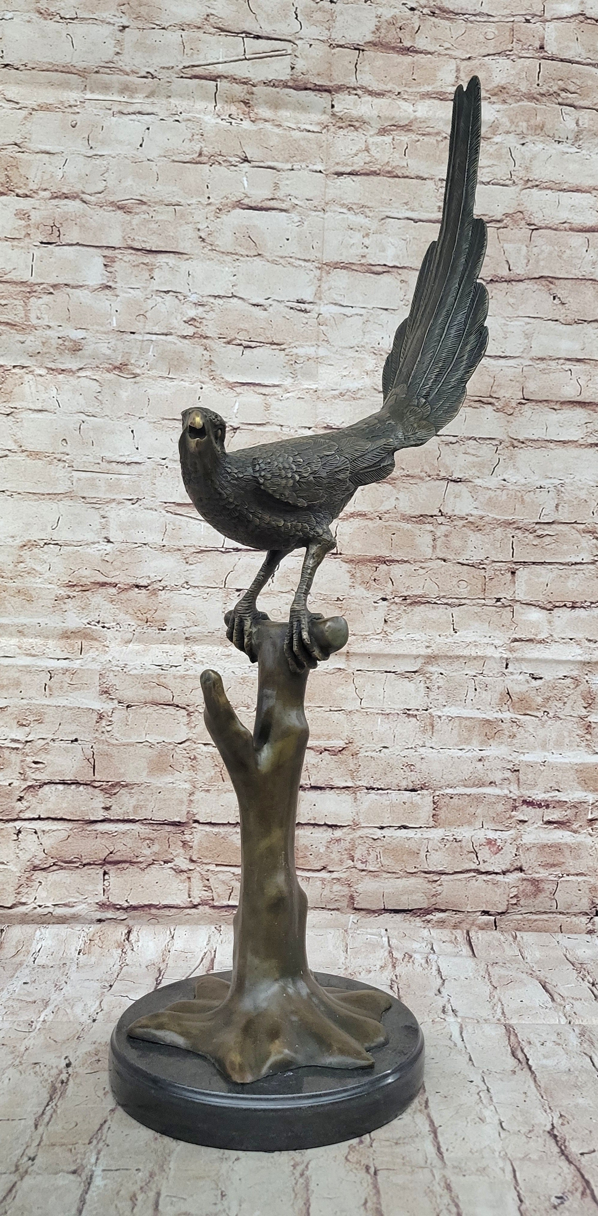 Milo Pheasant Bronze Sculpture on Marble Base