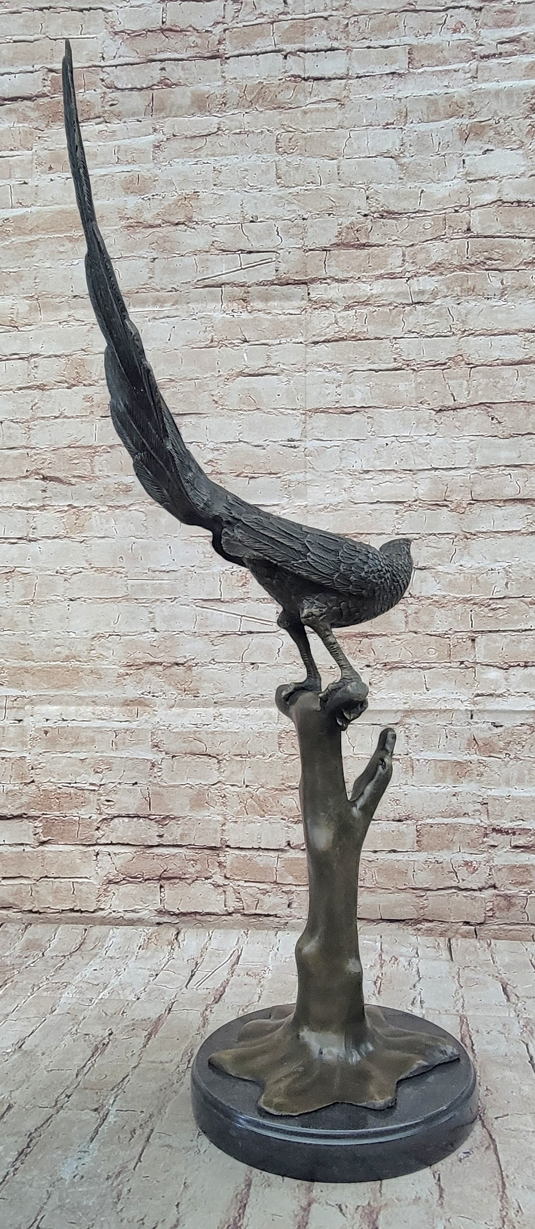 Milo Pheasant Bronze Sculpture on Marble Base