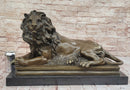 Guardian Lion Bronze Figure on Marble Base after Antoine Barye