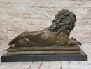 Guardian Lion Bronze Figure on Marble Base after Antoine Barye