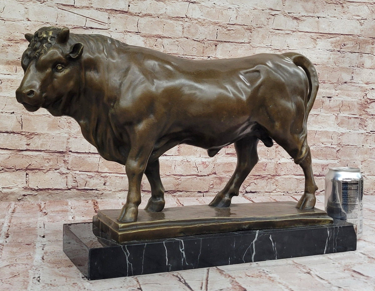 Bronze Bull on Marble Base – Powerful Animal Sculpture