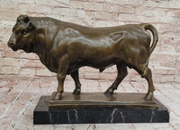 Bronze Bull on Marble Base – Powerful Animal Sculpture