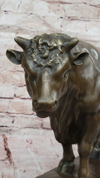 Bronze Bull on Marble Base – Powerful Animal Sculpture