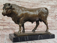 Bronze Bull on Marble Base – Powerful Animal Sculpture