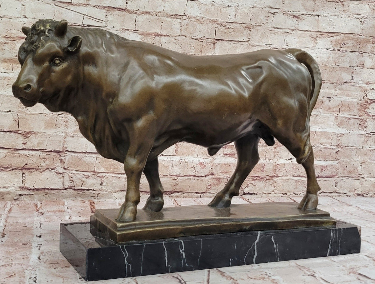 Bronze Bull on Marble Base – Powerful Animal Sculpture