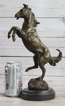 Signed Barye Rearing Horse Bronze Marble Sculpture