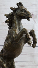Signed Barye Rearing Horse Bronze Marble Sculpture