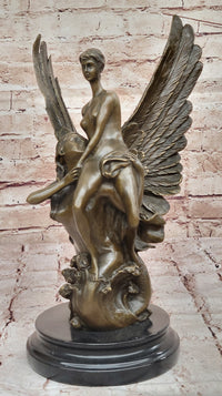 Bronze Angel Sculpture – Embrace of Two Winged Figures