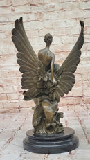 Bronze Angel Sculpture – Embrace of Two Winged Figures