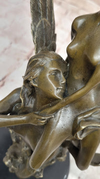 Bronze Angel Sculpture – Embrace of Two Winged Figures