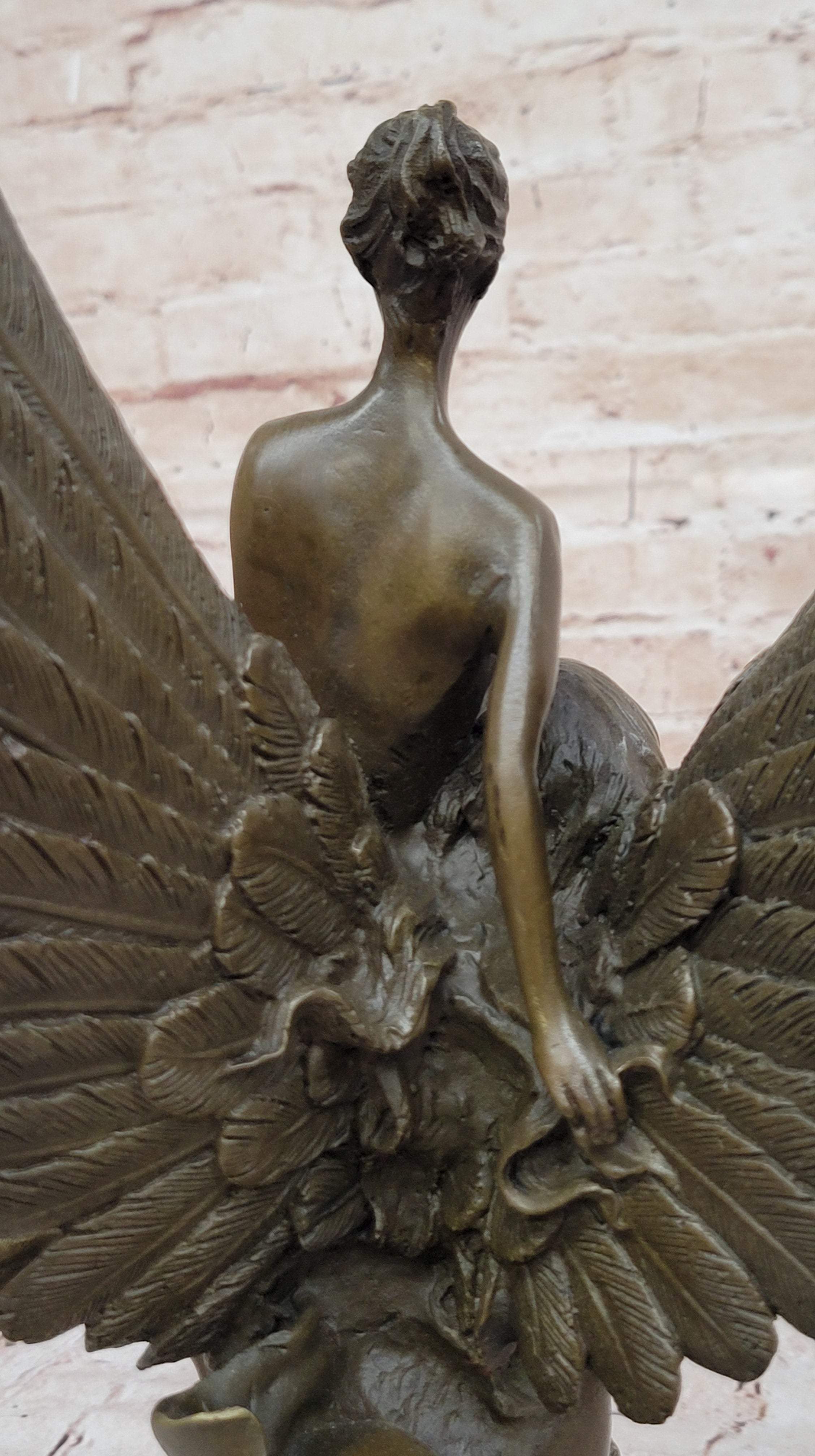 Bronze Angel Sculpture – Embrace of Two Winged Figures