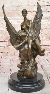 Bronze Angel Sculpture – Embrace of Two Winged Figures