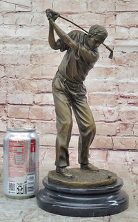 Bronze Golfer Sculpture on Marble Base Signed Milo