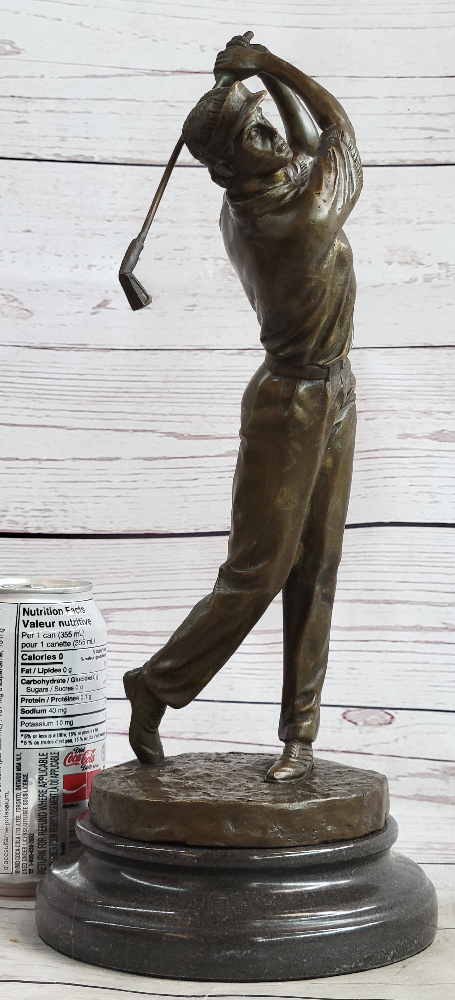 Golf Dad Golfer Bronze Sculpture Marble Base