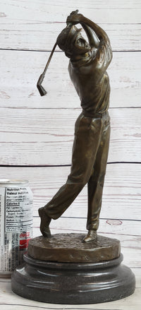 Golf Dad Golfer Bronze Sculpture Marble Base