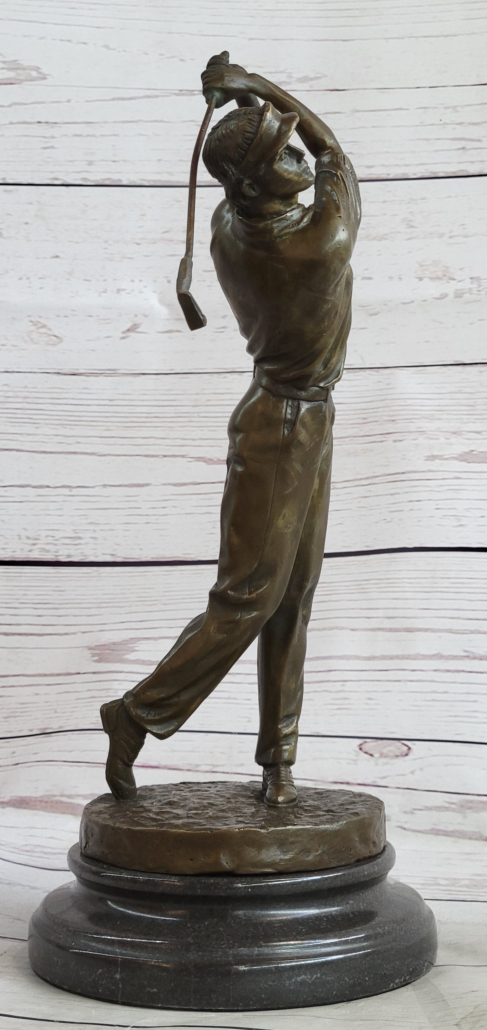 Golf Dad Golfer Bronze Sculpture Marble Base