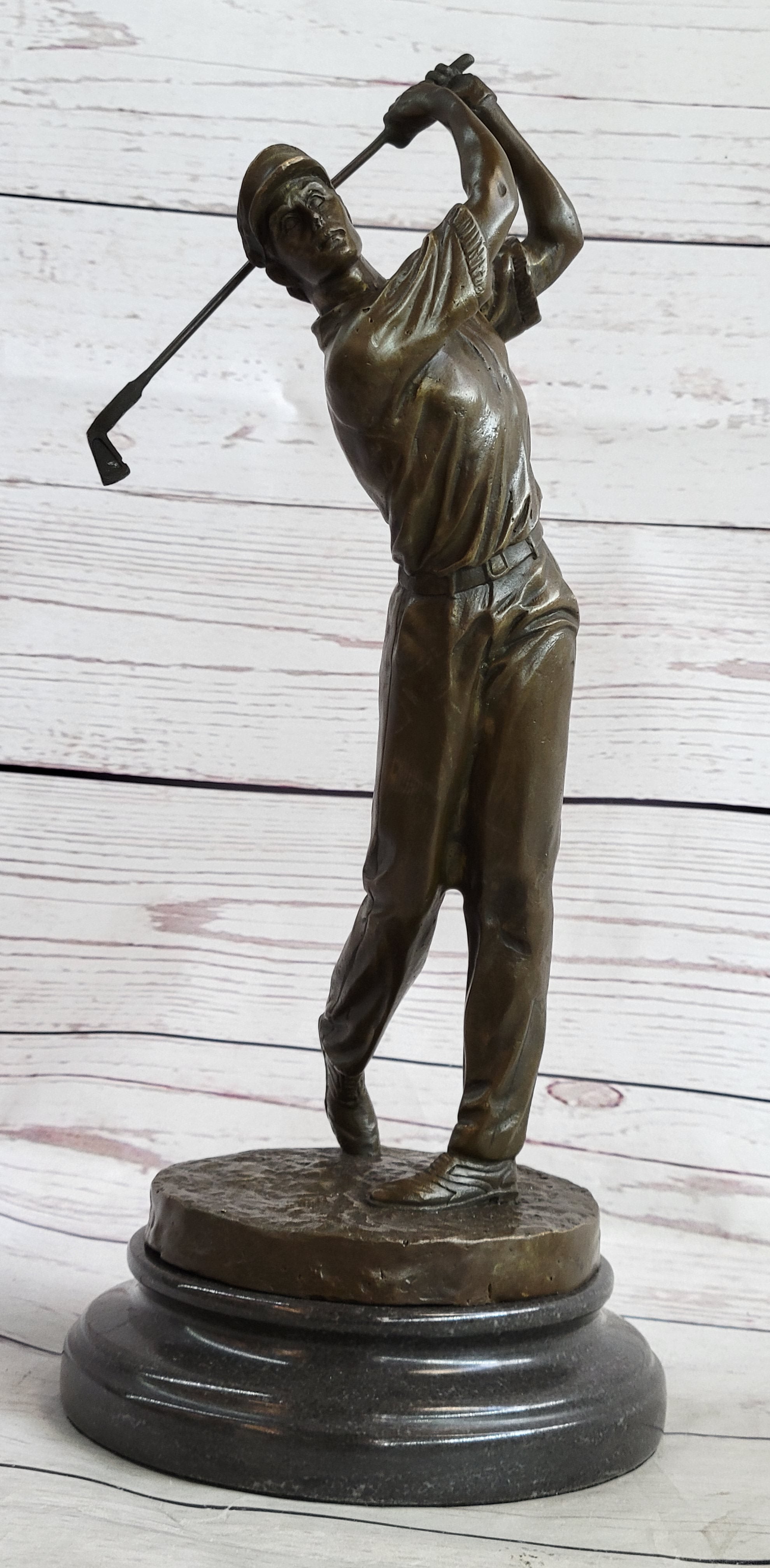 Golf Dad Golfer Bronze Sculpture Marble Base