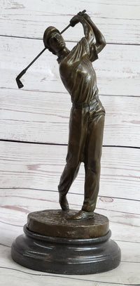 Golf Dad Golfer Bronze Sculpture Marble Base
