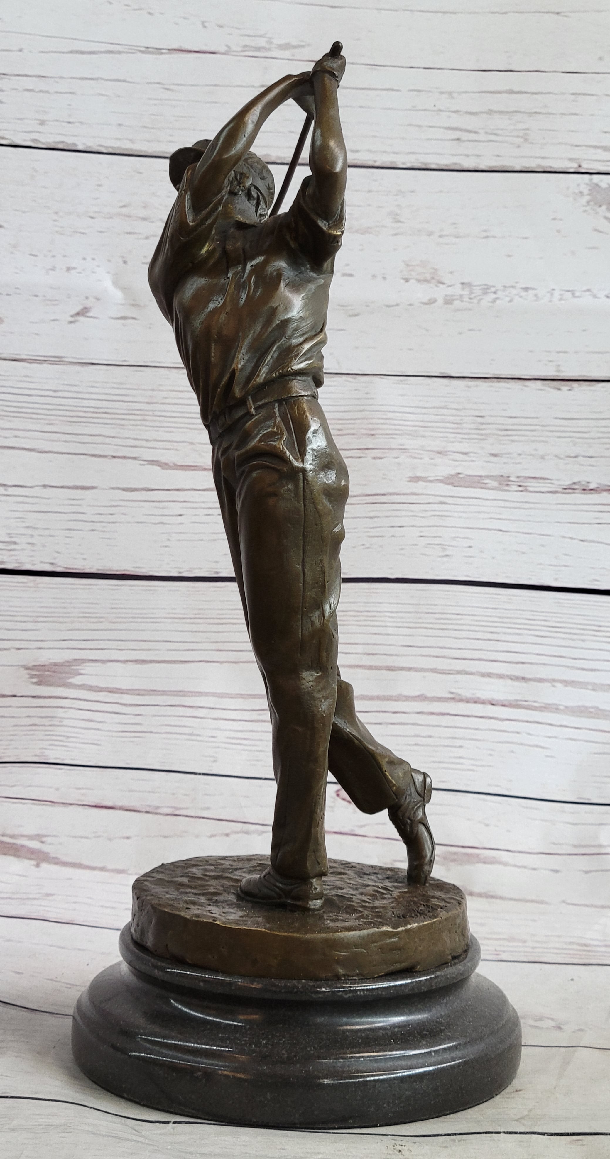 Golf Dad Golfer Bronze Sculpture Marble Base