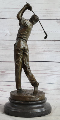 Golf Dad Golfer Bronze Sculpture Marble Base