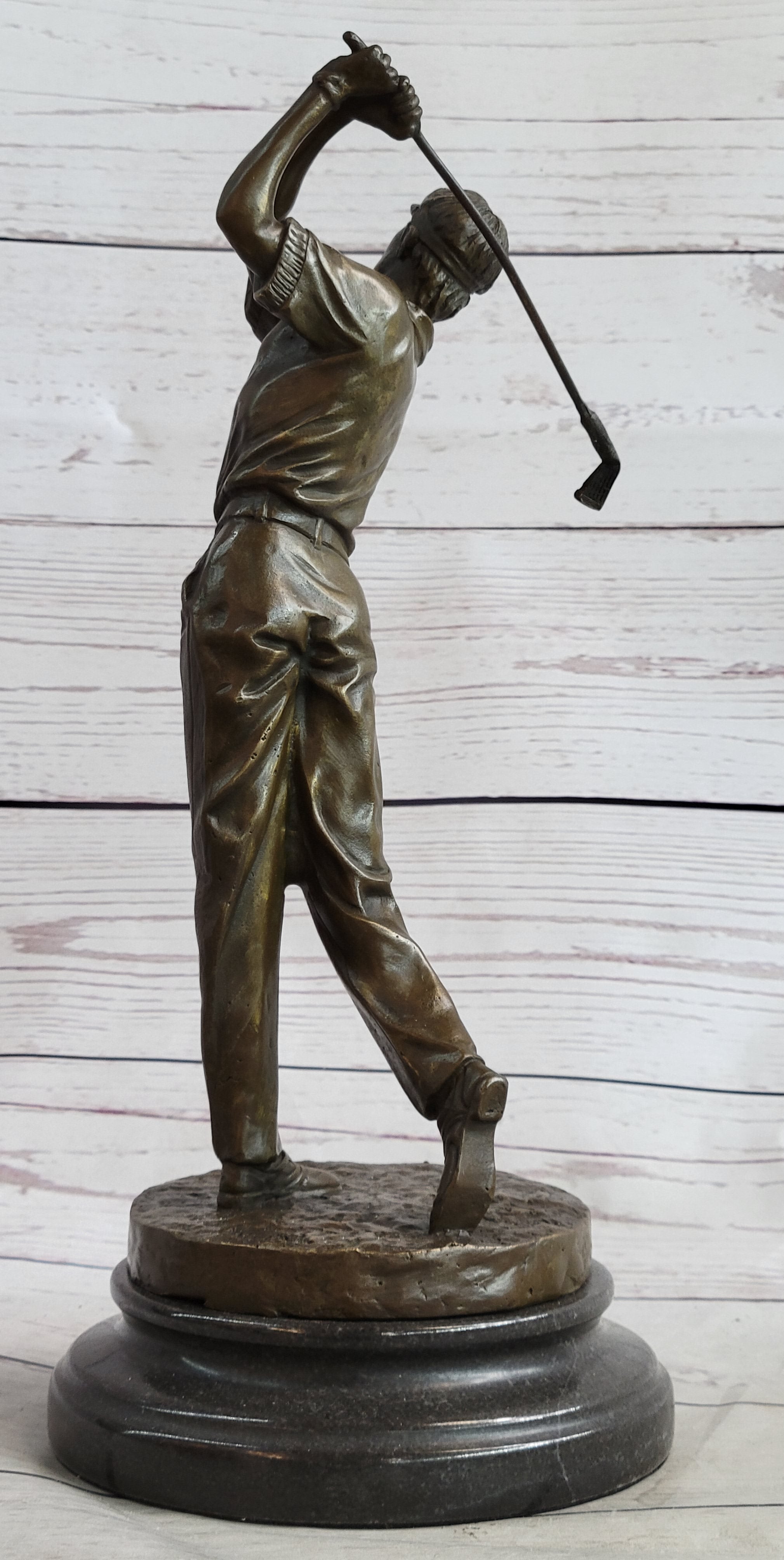 Golf Dad Golfer Bronze Sculpture Marble Base
