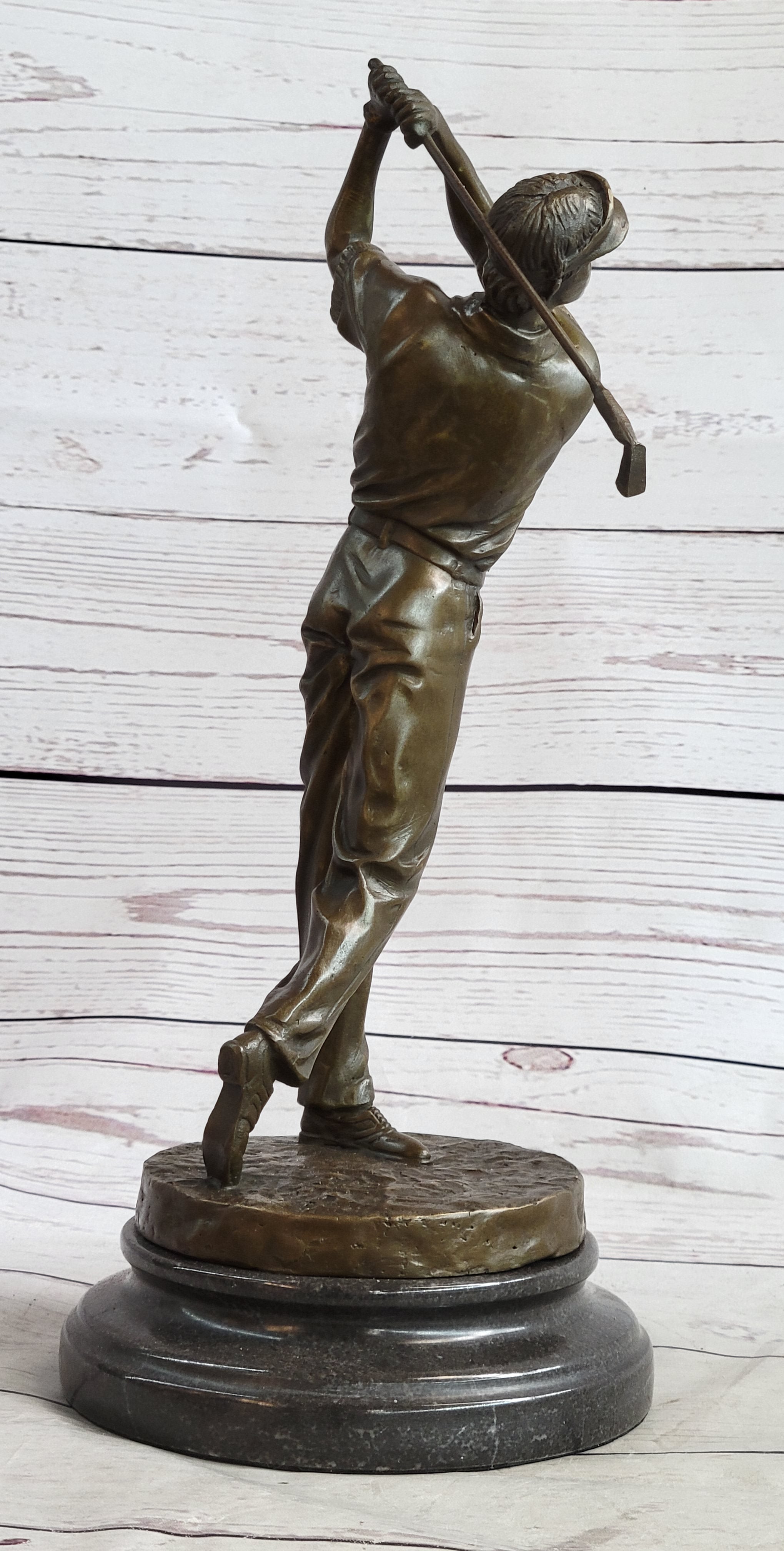 Golf Dad Golfer Bronze Sculpture Marble Base
