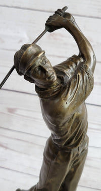 Golf Dad Golfer Bronze Sculpture Marble Base