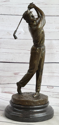 Golf Dad Golfer Bronze Sculpture Marble Base