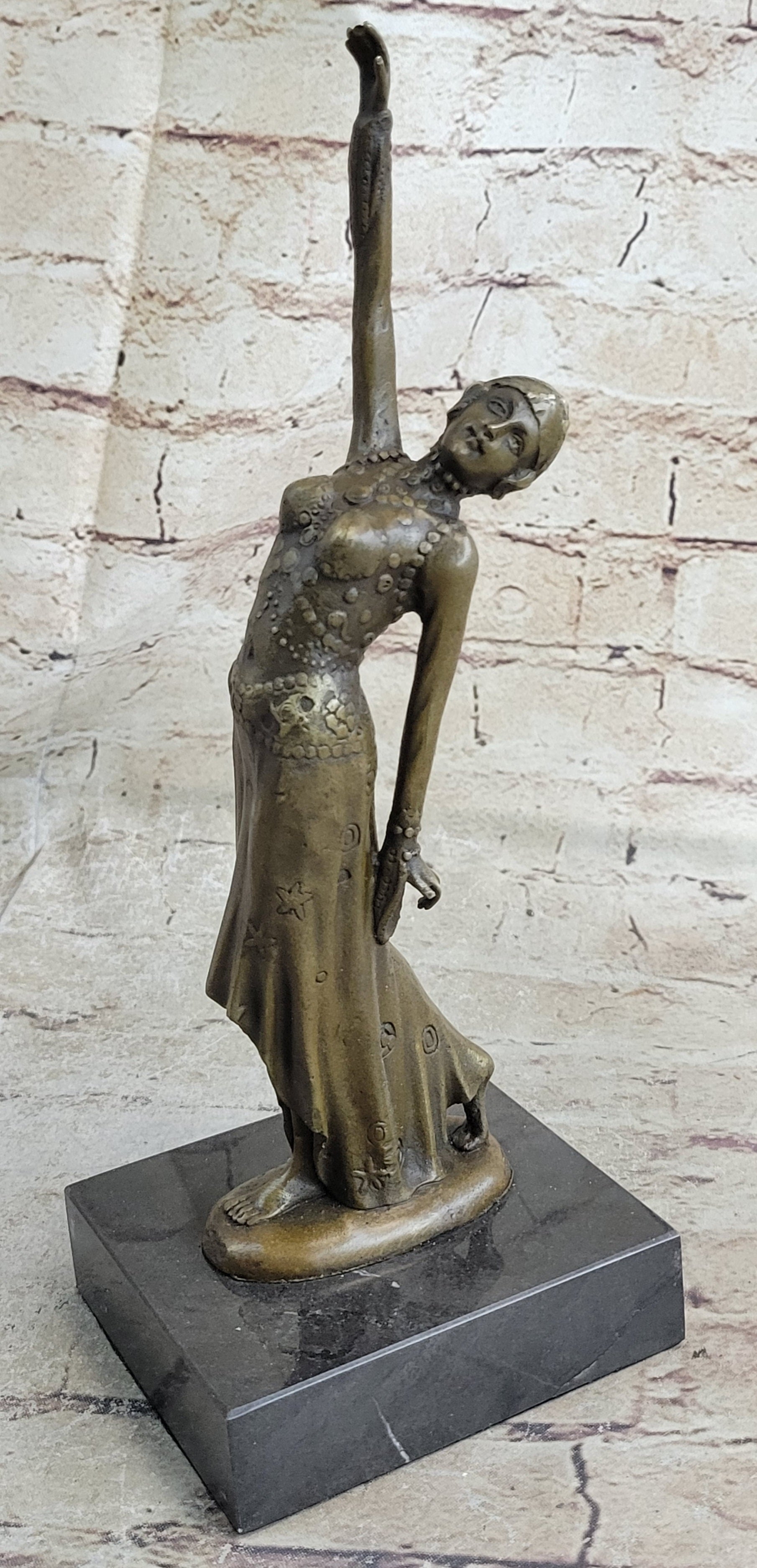 Demetre Chiparus Bronze Russian Dancer Art Deco on Marble Base