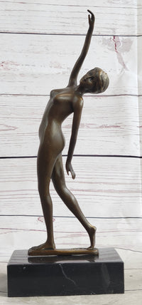 Nude Free Fall Dancer Posing Bronze Marble Sculpture Marble Base