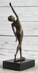 Nude Free Fall Dancer Posing Bronze Marble Sculpture Marble Base