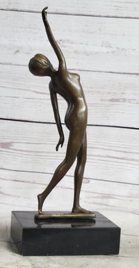 Nude Free Fall Dancer Posing Bronze Marble Sculpture Marble Base