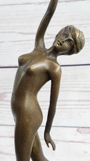 Nude Free Fall Dancer Posing Bronze Marble Sculpture Marble Base