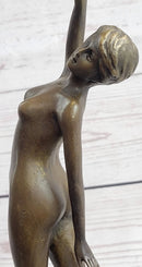 Nude Free Fall Dancer Posing Bronze Marble Sculpture Marble Base