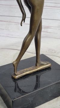 Nude Free Fall Dancer Posing Bronze Marble Sculpture Marble Base