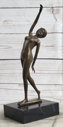 Nude Free Fall Dancer Posing Bronze Marble Sculpture Marble Base