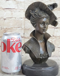 Elegant Girl with Dress Hat Bronze Sculpture Art Deco