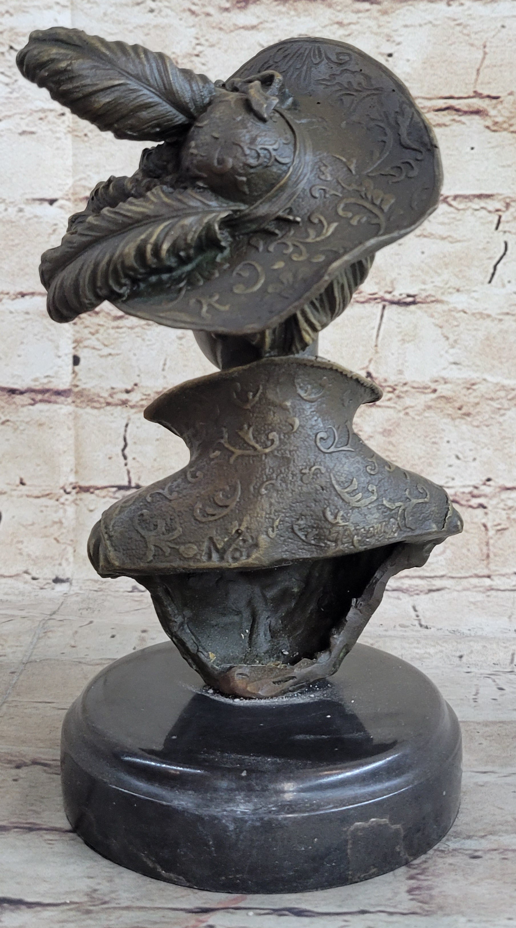 Elegant Girl with Dress Hat Bronze Sculpture Art Deco