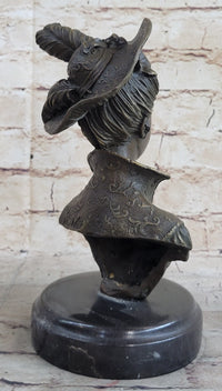 Elegant Girl with Dress Hat Bronze Sculpture Art Deco