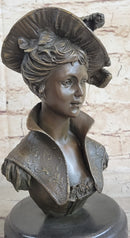 Elegant Girl with Dress Hat Bronze Sculpture Art Deco