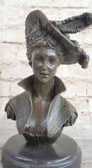 Elegant Girl with Dress Hat Bronze Sculpture Art Deco
