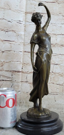 Victorian Girl Signed Art Nouveau Bronze Sculpture