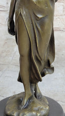 Victorian Girl Signed Art Nouveau Bronze Sculpture