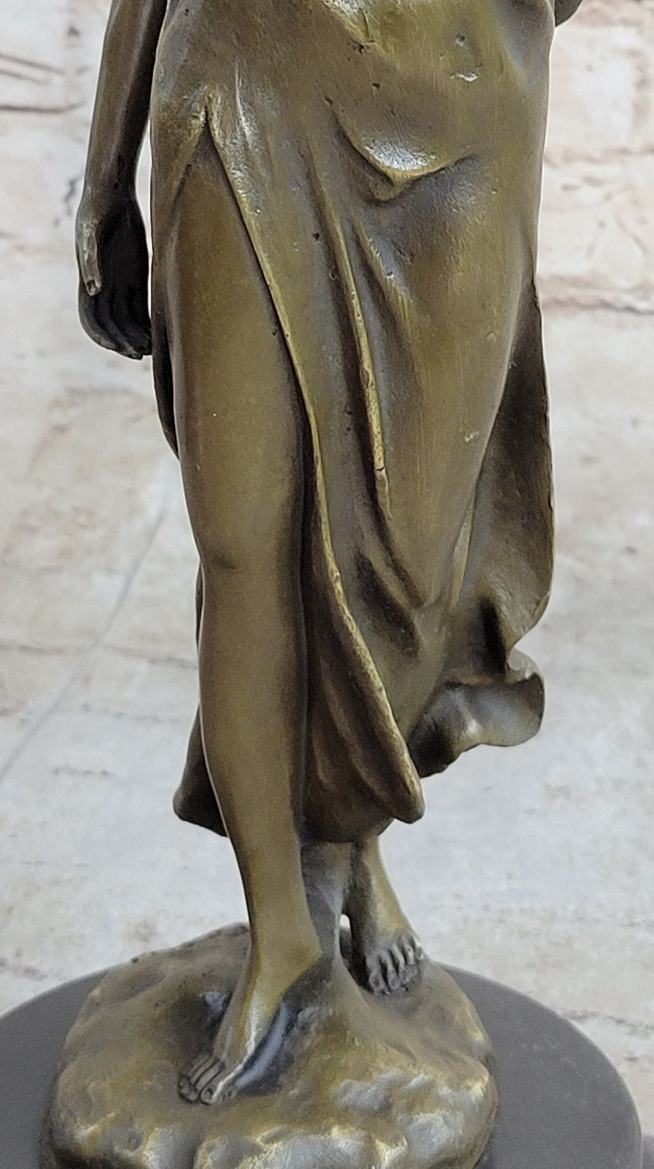 Victorian Girl Signed Art Nouveau Bronze Sculpture