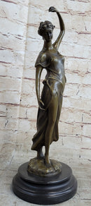 Victorian Girl Signed Art Nouveau Bronze Sculpture