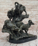 Bronze Sculpture of Rams on Rocky Outcrop – Wildlife Scene
